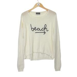 Wooden Ships Open Knit Beach Sweater Cream Womens M/L Summer Vacation Layering